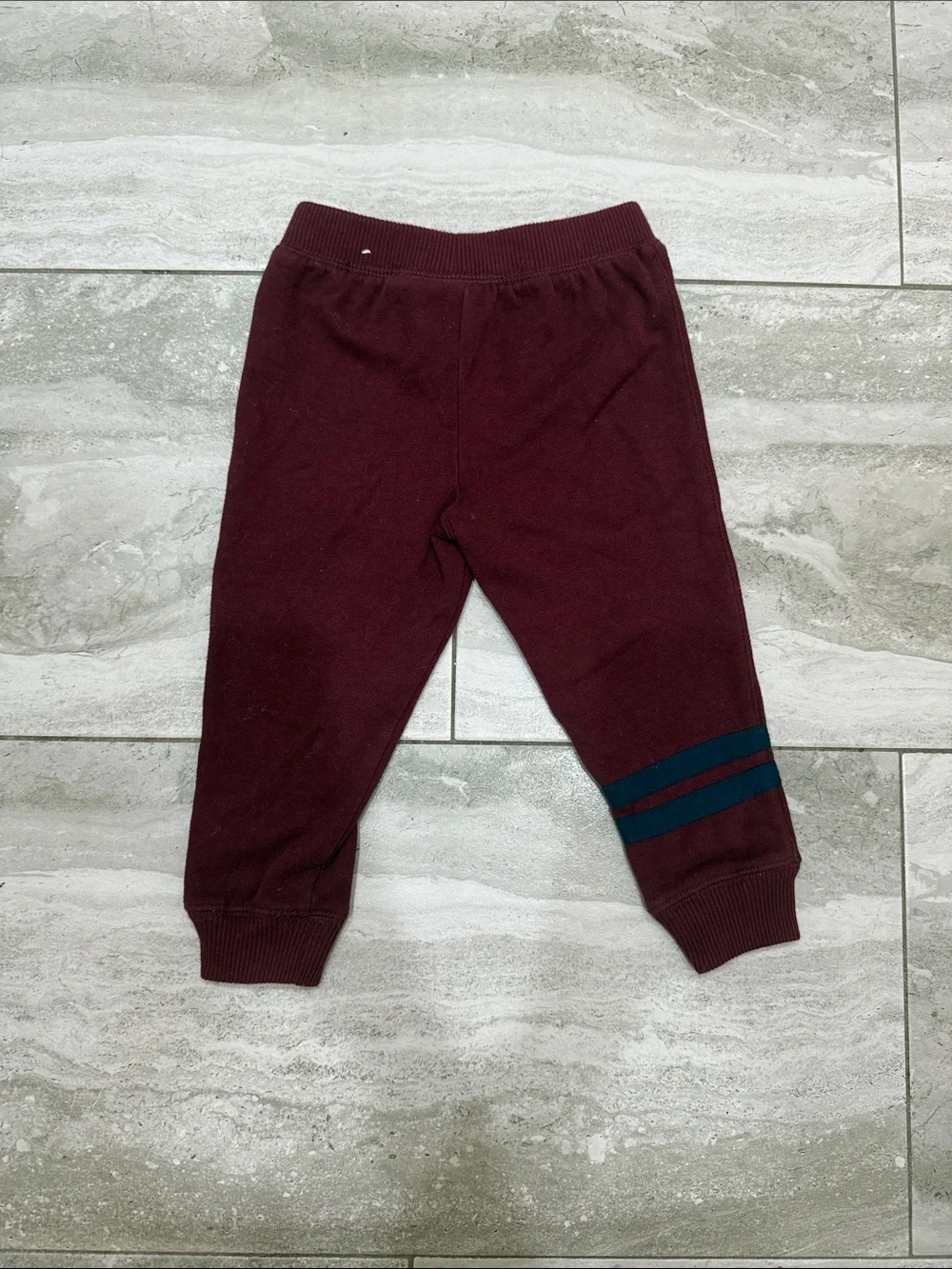 The Children's Place Burgundy Jogger Pants with Navy Stripes
